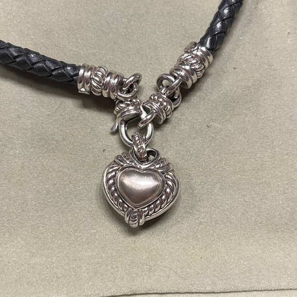 NWOT Judith Ripka sterling Silver Pendant on Black Cord Necklace - Picture 5 of 12